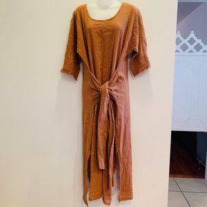 NWT Miranda Bennet Tie Waist Linen Midi Dress